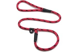 Mendota Pet Slip Leash - Dog Lead and Collar Combo - Made in The USA - Black Ice Red, 1/2 in x 6 ft - for Large Breeds