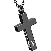 RIPFEVURN Cremation Jewelry Black Cross Urn Necklaces for Ashes for Women Men Human Ashes with Me Always Memorial Keepsake Pendant