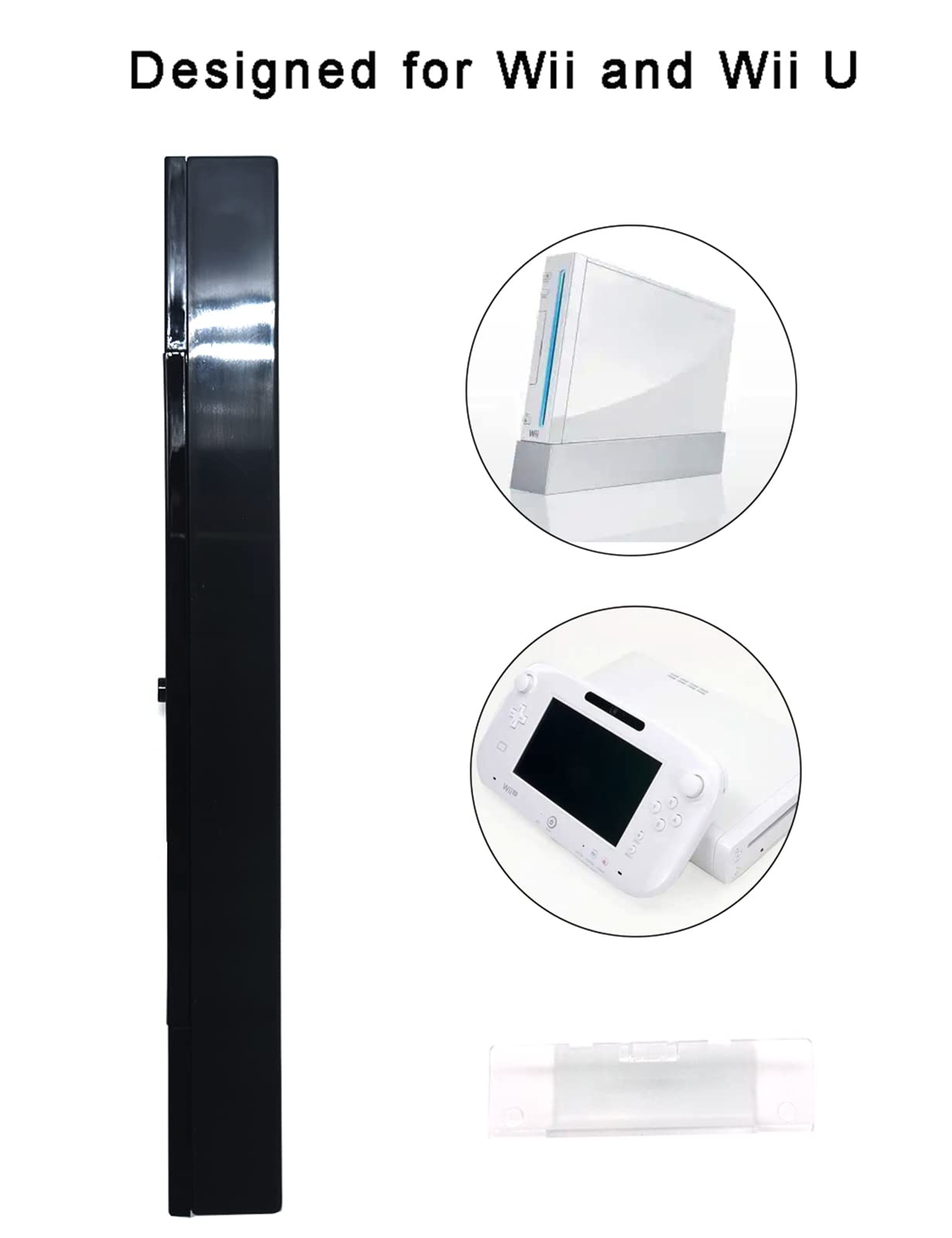 Tuboopy Wii Sensor Bar Wireless, Wiiu Infrared Ray Motion Sensor Bar for Wii/Wii U Console/PC (Black)