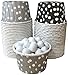 Candy/Nut Mini Baking Paper Treat Cups - Black Silver White - Polka Dot - 48 Pack