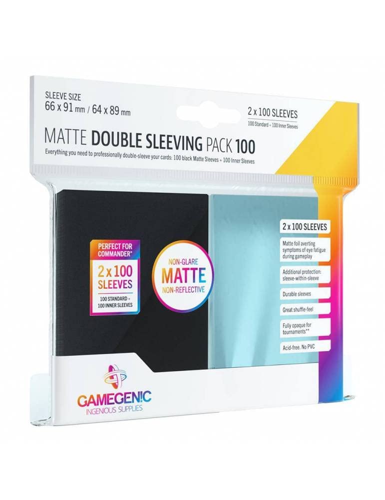 Gamegenic | Matte Double Sleeving Pack 100 - Clear & Black (2 x 100ct.) | Accessory