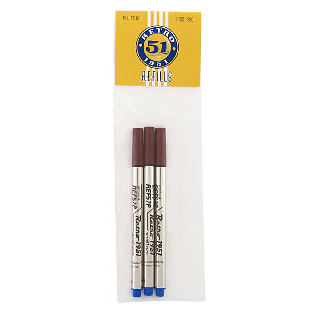 Retro 1951 Short Capless Rollerball Ink Refill, Blue, 3Pack (REF57PB