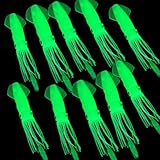Delight eShop Lot Glow Luminous Soft Hoochie Squid Octopus Skirts Fishing Lure Baits 4.3 inch (10 pcs)