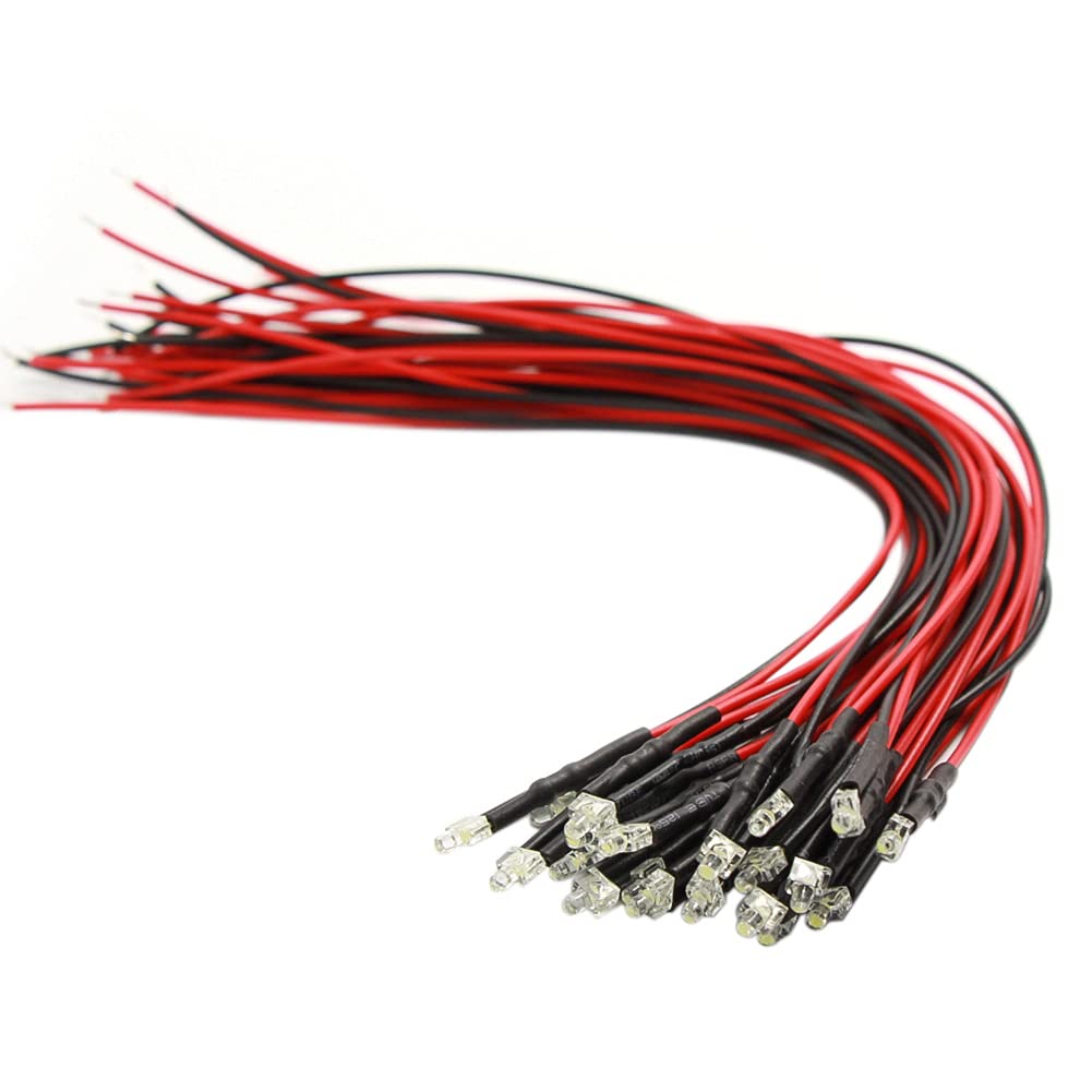 Evemodel L1219W 20pcs Pre Wired 1.9mm Bright White Led Lamp Light Set 12V ~ 18V