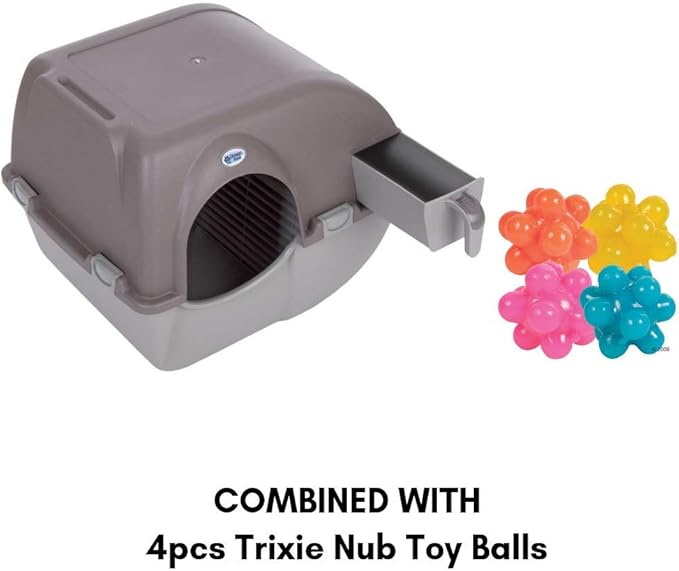 Omega Paw Roll'n'Clean Covered Scoop Free Cat Litter Box For Large And