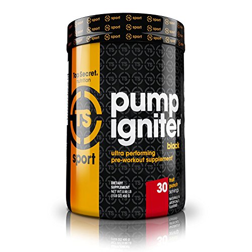 Top Secret Nutrition Pump Igniter Black Pre-workout Supplement with Beta-alanine, L-Citrulline, and Hydromax, Net Wt. 0.