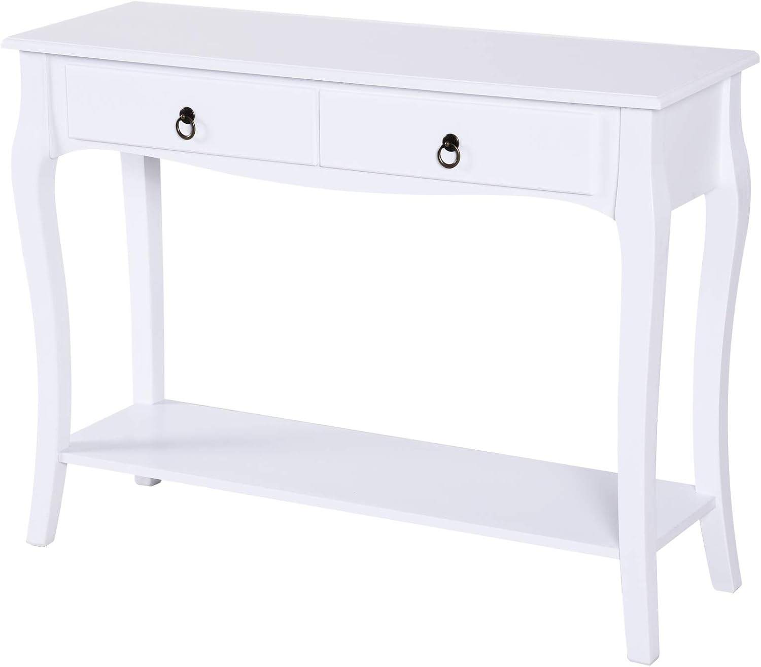 HOMCOM Console Table Modern Sofa Side Desk with Storage Shelves Drawers for Living Room Entryway Bedroom Ivory White