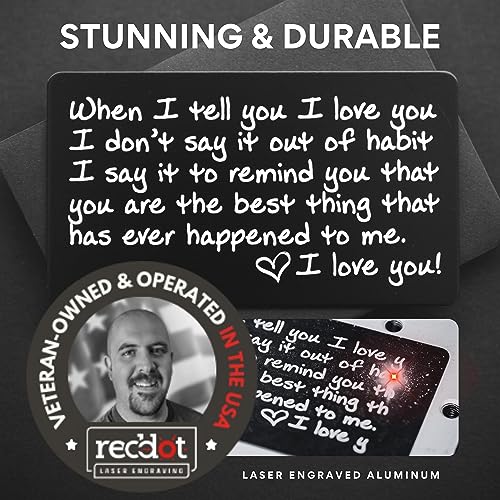 Wallet Card Love Note Engraved Aluminum Anniversary Gifts for Men & Women Husband Gifts from