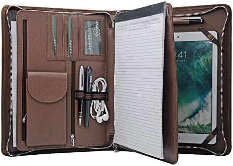 iCarryAll Crazy-Horse Leather iPad Padfolio, Multi-Function Business Binder/case,Document Organizer Holder for iPad Pro 9.7, 13.0x13.0x10.2 in. (CP150392-IP97-BN)