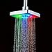 Fitiger 7 Color Changing 6 Inch Rainfall Square LED Top Shower Head,Automatic Light Switching,No Batteries ever Needed