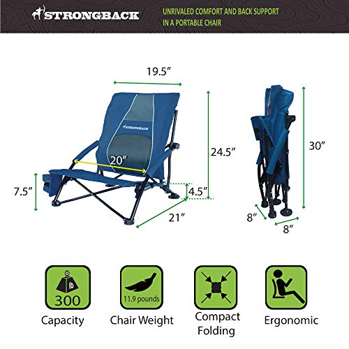 STRONGBACK Low Gravity Beach Chair Heavy Duty Portable Camping and