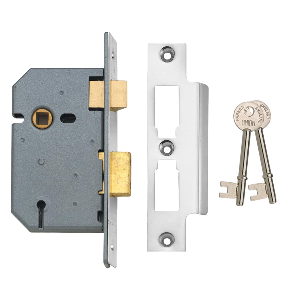 Union Locks 2277 3 Lever Mortice Sash Lock 65mm - Satin Chrome (Boxed)