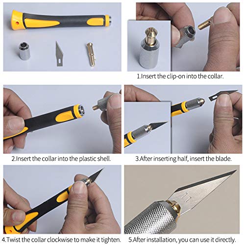Precision Craft Hobby Knife Set Deburring Including 2 Size Knife and 22PCS Precision Carving Blades for Cutting, Art, Hobby, Scrapbooking, Stencil - Thumbnail 7