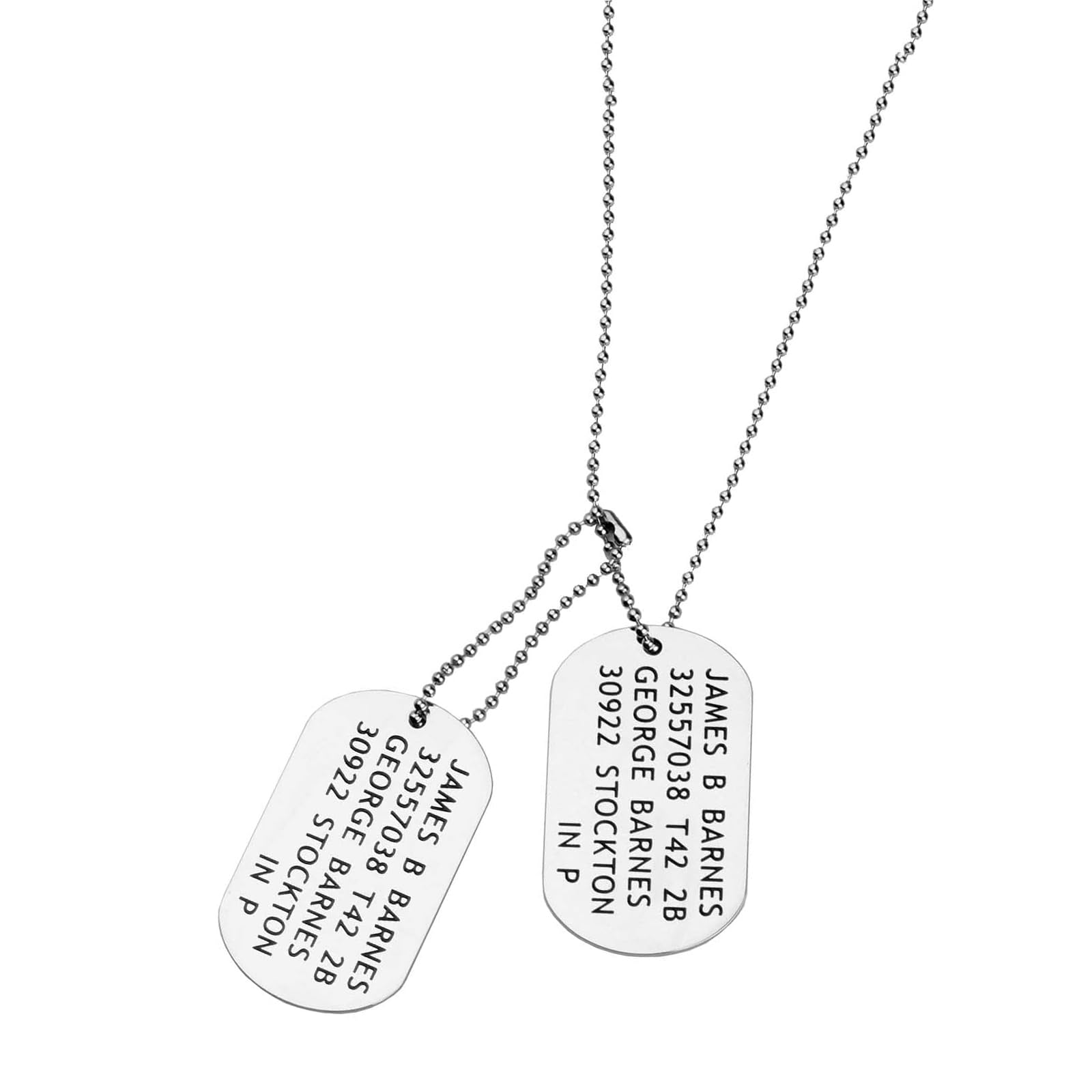 Photo 1 of Febremdy Bucky Barnes Steven Rogers Cosplay Costume Dog Tag Necklace Stainless Steel Chain (silver Bucky)