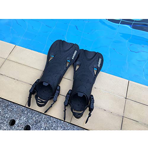 ANGGO Adult Short Swim Fins with Adjustable Strap for Snorkeling and Diving (Black,S/M) - Thumbnail 5