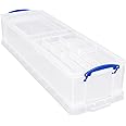 Really Useful Plastic Storage Box 22 Litre with 2 Trays, 1 Plain Tray + 1 Office Tray Clear
