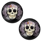LilMents Floral Sugar Skull Mexican Calvera Mens Womens Stainless Steel Stud Earrings