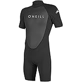O'Neill Men's Reactor-2 2mm Back Zip Short Sleeve Spring Wetsuit, Black/Black, M