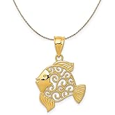 The Black Bow 14k Yellow Gold Filigree Fish Necklace, 17mm