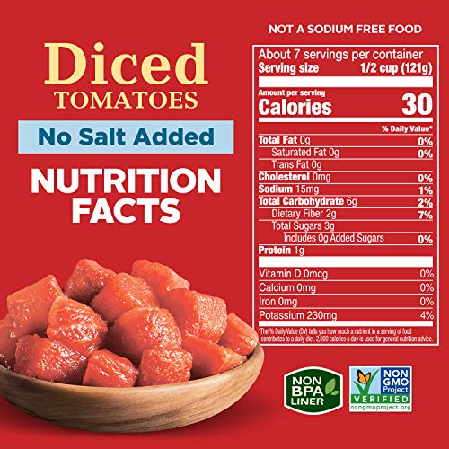 HUNT’S DICED TOMATOES NO SALT ADDED, 28 OZ