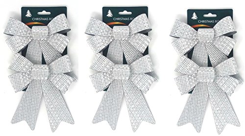 Holiday Crafts (TM) Set of 6 Hologram Bows - 5.5 x 8 Inches Each - Silver Hologram