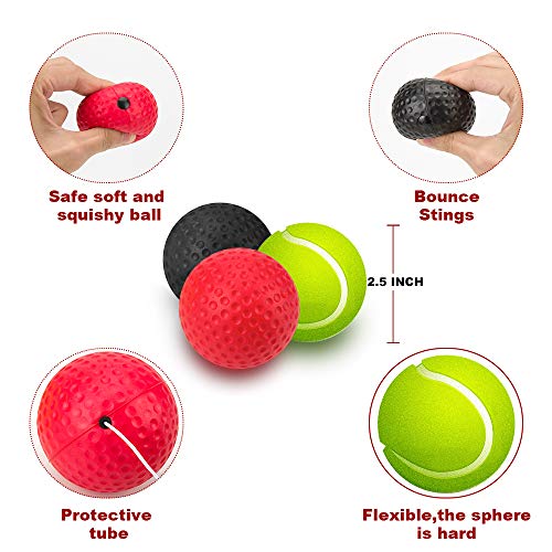 DUMSAMKER Boxing Reflex Ball, 3 Difficulty Levels, Fight Reaction Ball with Headband, Perfect for Improving Punching Speed, Hand Eye Coordination, Responsiveness and Agility