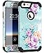 PIXIU iPhone 6S Plus / 6 Plus Case, PIXIU Unique Pattern 3 Layer Heavy Duty Sturdy Shockproof Protective Hybrid case Cover for iPhone 6s Plus /6 Plus 5.5 inch Peonies Floral
