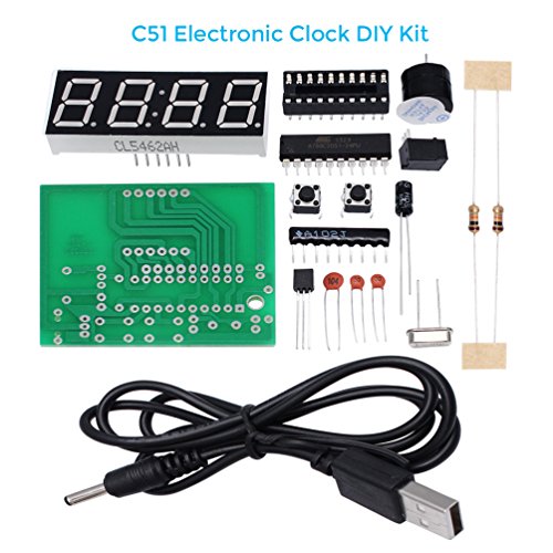 WHDTS 0.56" C51 4 Bits Digital Red LED Electronic Clock AT89C2051 Chip DIY Kits Learning kits