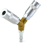 QWORK 1/4 BSP Airline Y Splitter Quick Release Coupler Male Female view 2