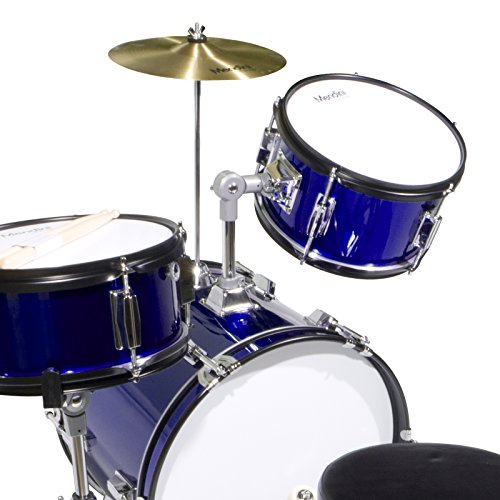 Mendini by Cecilio 16 inch 3-Piece Kids/Junior Drum Set with Adjustable Throne, Cymbal, Pedal & Drumsticks, Metallic Blue, MJDS-3-BL Mendini by Cecilio 16 inch 3-Piece Kids/Junior Drum Set with Adjustable Throne, Cymbal, Pedal & Drumsticks, Metallic Blue, MJDS-3-BL