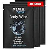 Shower Body Wipes, 40 Individually Wrapped Personal Hygiene Body Wipes for Women and Men, Keep Clean After Gym Travel Camping Outdoors Sports