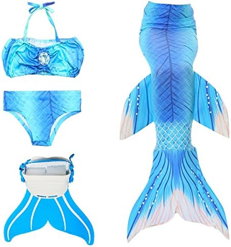 Mermaid Tail For Little Girls Birthday Gift Mermaid Swimsuit With Mono-fin Bikini Set
