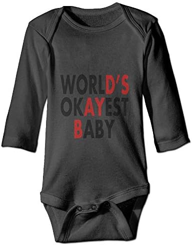 Funny Infant World's Okayest Baby Long Sleeve Bodysuits Romper Bodysuit Outfits Black 24 Months
