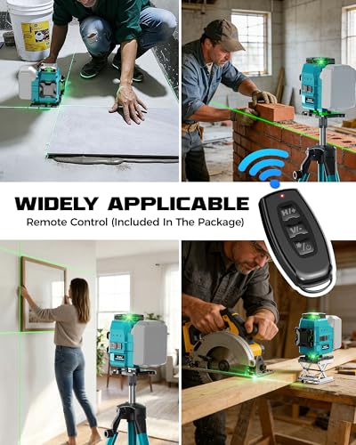 Ecarke Nivel Laser 4D con 16 Líneas Horizontales, 4x360°, Trípode, Compatible con Batería Makita 18V, Nivel Láser Autogestionado para Obras de Construcción, Azulejos y Renovación (Solo Herramienta)