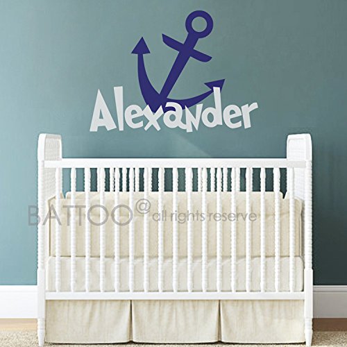 BATTOO Baby Boy Nursery Custom Name Wall Decal Anchor Name Wall