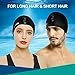 Aegend 2 Pack Swim Cap, Durable Silicone Swimming Caps for Long Hair Short Hair, Adult Youth Women Men, Black