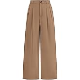 KIRUNDO Wide Leg Dress Pants for Women High Waisted Office Work Trousers Business Casual Slacks Button Flowy Palazzo Pant