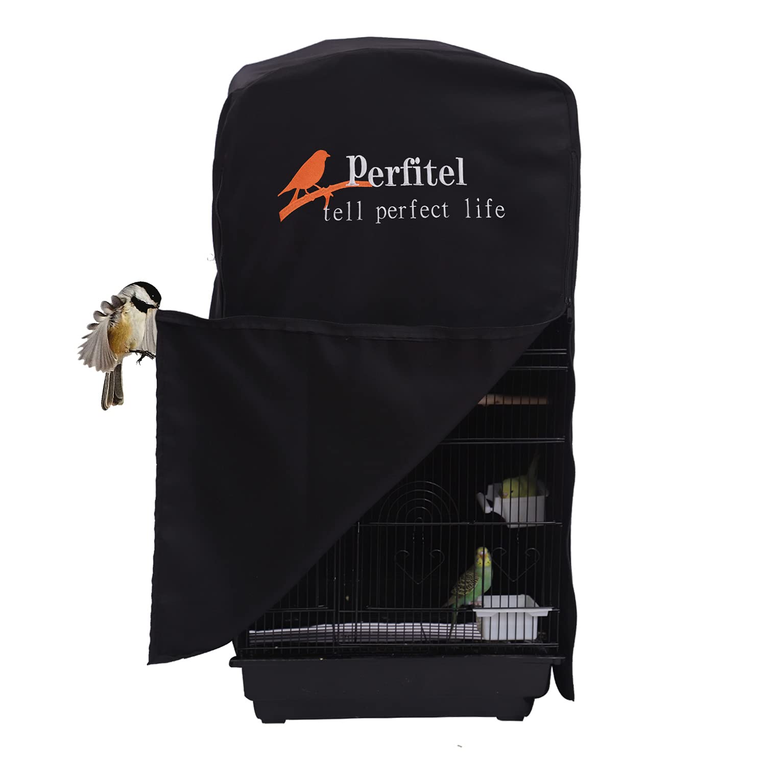 Photo 1 of Perfitel Bird Cage Cover(Black) Good Night Birdcage Cover Black-Out Birdcage Cover Durable Breathable Washable Material… (18.1Lx14.1Wx36H)