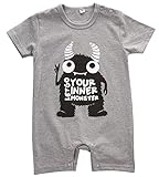 TheFound Baby Boy Romper Cute Monter Printed Short Sleeve Bodysuit Summer Outfit 10-12M Monster B