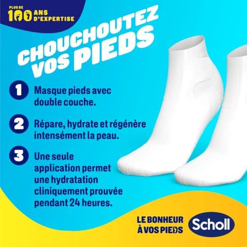 Dr. Scholl’s Masque Hydratant et Réparateur Intensif au Miel de Manuka pour les peaux sèches et fissurées Des Pieds Visiblement plus Lisses en Seulement 20 Minutes - Lot de 4 paires