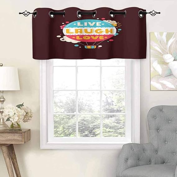 Kleine Küchenfenstervorhänge, Volants, bunt, Hipster-Heißluftballon mit