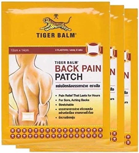Tiger Balm Back Pain Patch Pain relief stretchable plaster for back ache muscle pain (3 packs , 6 patches)