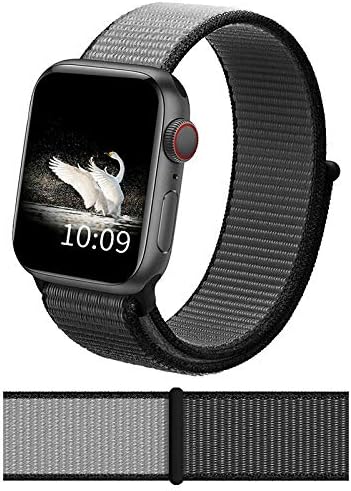 Casodon Nylon WatchBand Strap Sport Loop Compatible for Apple iWatch Series 5 Series 4 Series 3 Series 2 Series 1 38mm/40mm-Anchor Grey