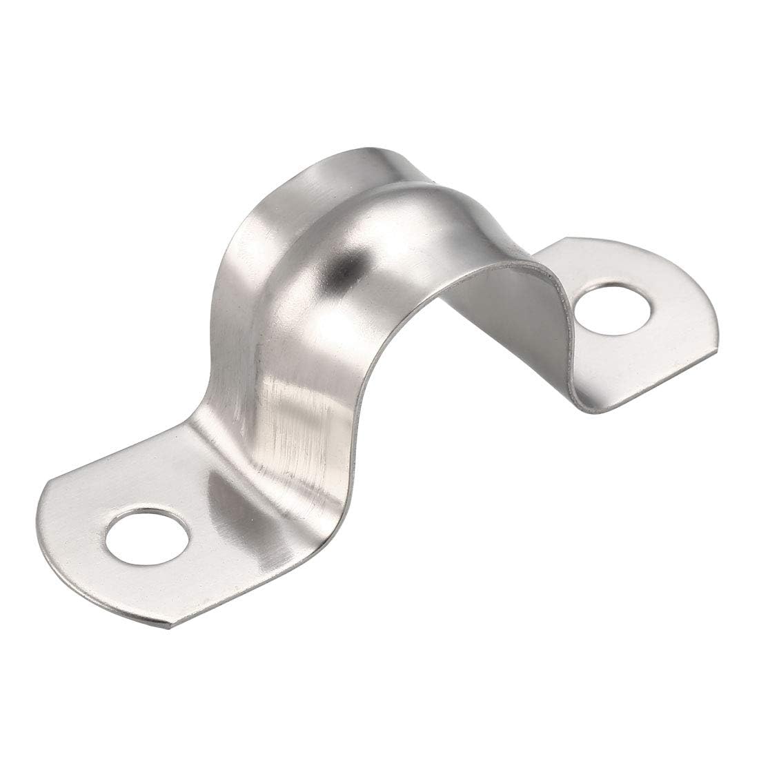 TA-VIGOR 10Pcs Rigid Pipe Straps, 20mm 2 Holes Stainless Steel Tension Tube Clip Clamp, Heavy Duty Conduit Clamps for Pipe Tube Wire Fixing, Laying Plumbing, Electricity, Exhaust