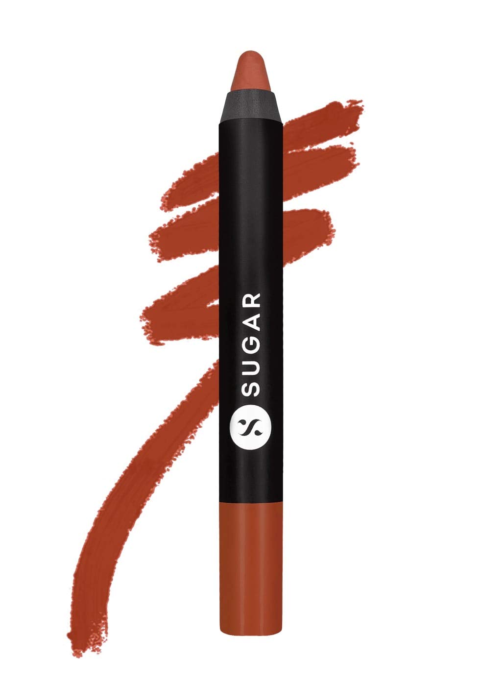SUGAR Cosmetics Matte As Hell Crayon Lipstick 16 Claire Underwood (Burnt Orange) With Free Sharpener, 2.8 gms