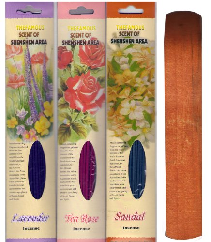Shenshen Incense Sticks - 3 Fragrance Variety 20 Tearose, 20 Sandal, 20 Lavender 60 Total