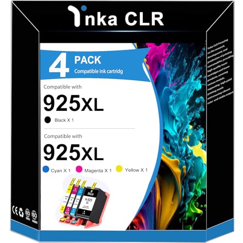 925e 925xl for Compatible Ink Cartridge Replacement for HP 925 925e, for HP Officejet Pro8120 Series 8130 Series OfficeJet Pro 8120 8123 8130 8133（4-Pack）