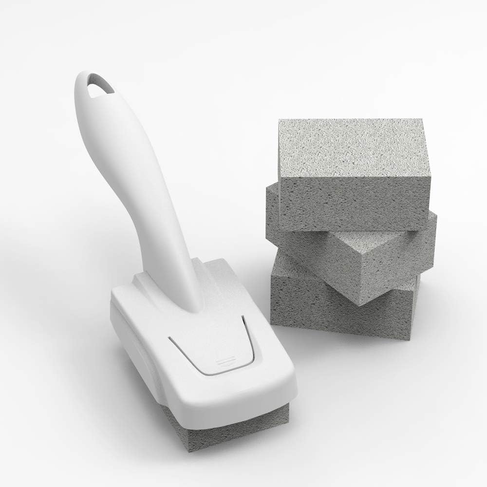 Grill Cleaning Stone with Handle, Auxdeam BBQ Grill Cleaner 3.9" 1.8" 2.8" Nexgrill Griddle Accessories Brick/Block Grill Scrapers for BBQ, Racks, Flat Top cookers, Pool,Removes Rust Stains (3 Packs)