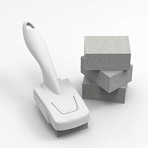 Grill Cleaning Stone with Handle, Auxdeam BBQ Grill Cleaner 3.9" 1.8" 2.8" Nexgrill Griddle Accessories Brick/Block Grill Scrapers for BBQ, Racks, Flat Top cookers, Pool,Removes Rust Stains (3 Packs)