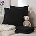 Deconovo Black Pillow Covers 18x18 Inch Set of 4, Faux Linen Throw Pillow Case, Couch Cushion Cover for Home Decor(18 x 18 Inch, Black, Set of 4, No Pillow Insert)